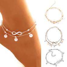 Summer beach letter anklet chain for women girls bohemian pearl multi-layer bracelet on the leg female fashion foot jewellery 2024 - buy cheap