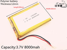 Célula de bateria recarregável de li-po, 3.7v 8000mah 126090 de lítio polímero, para mp3 mp4 mp5 gps psp móvel bluetooth 2024 - compre barato