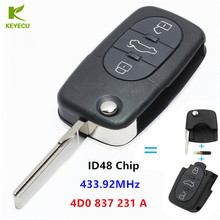 Reemplazo KEYECU llave de control remoto Fob botón 3 433,92 MHZ con ID48 Chip para Audi A2 A3 A4 A6 A8 TT RS4 4D0 837, 231 2024 - compra barato