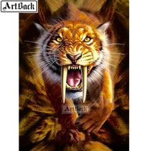 New 5d diamond painting fierce tiger pattern full square 3d diamond embroidery crystal mosaic artwork home decoration 2024 - buy cheap