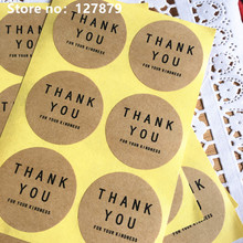 60 unids/lote de pegatinas redondas de 40mm de papel Kraft "Thank you", pegatinas de sello de regalo para productos hechos a mano 2024 - compra barato