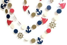 Nautical Theme Garland, Paper Garland, Anchor and Sailboat birthday wedding bridal baby shower banners buntings 2024 - buy cheap