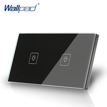 2 Gang 1 Way 118*72mm Wallpad Waterproof Black Glass Touch Switch Panel, LED 110V-250V AU US Size Light Switch, Free Shipping 2024 - buy cheap