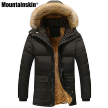 Montanha jaqueta masculina de inverno, casaco de lã grosso 5xl gola de pele com capuz jaqueta casual masculina, jaqueta à prova de vento sa390 2024 - compre barato