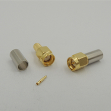 Conector rf coax crimpado para rg58 lmr195, conector macho banhado a ouro sma, 200 peças 2024 - compre barato