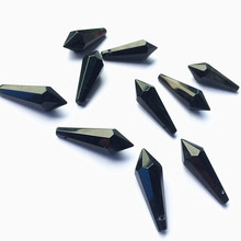 Pingentes de lustre de cristal preto brilhante, pingentes de luminária de cristal preto brilhante (anel grátis), peças de lâmpada de cristal, gotas de gelo para lustre com 100 peças 2024 - compre barato