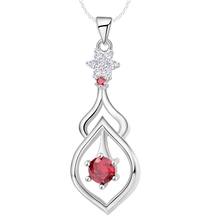 raindrop red zircon beautiful fashion  wholesale silver plated Necklace New Sale silver necklaces & pendants /HZODZVRM LGJJFDME 2024 - buy cheap
