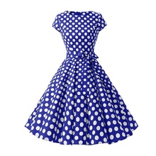 Women short sleeve polka dot print swing pin up dress Robe vintage 50s rockabilly Lady party Retro dress Vestido Red Blue 2024 - buy cheap