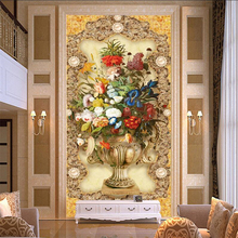 wellyu Custom mural 3d photo wallpaper European pattern oil painting flower marble entrance wallpaper обои decorative painting 2024 - buy cheap