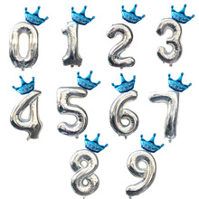 Воздушные цифры в виде короны золотого и серебряного цвета, воздушный шарик с цифрами, надувные вечерние украшения на день рождения, детский душ, 32 дюйма 2024 - купить недорого