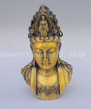 Exquisite Chinese brass Buddhist Guanyin Buddha head auspicious statue 2024 - buy cheap
