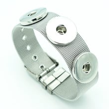 Fashion Stainless Steel 3buttons Snap bracelet 23CM  fit 18MM snap buttons jewelry watchband wholesale SG0001 2024 - buy cheap