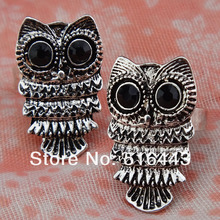 Big Promotions 30pcs Wholesale Vintage Jewelry CZ Rhinestones Retro Owl Rings for Women Mens Free Shipping Adjustable A-855 2024 - buy cheap