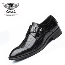 Desai sapatos masculinos de couro, calçados estilo oxford pretos com ponta para negócios e casamento 2024 - compre barato