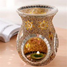 Vaso de velas com aroma, artesanato romântico, presente para decoração de casa, mosaico europeu, boêmio, queimador de óleo 2024 - compre barato