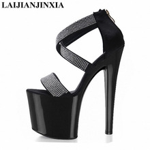 Laijianjinxia nova moda preta gladiador 20cm, plataforma de salto muito alto, para pole dance/performance/star/modelo sandálias sapatos femininos 2024 - compre barato