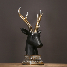 American style porch resin of sitting room study Golden antlers and elk heads for fortune Creative office home decor resin home 2024 - buy cheap