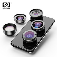 APEXEL 5in1 Mobile Phone Lens Case Kit Photography HD Fisheye Super Wide Angle 4K Macro Telescope Lens Set for Samsung iPhone 2024 - buy cheap
