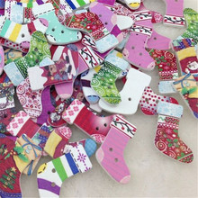 50 pçs 30x20mm de madeira santa natal meias botões boneca costura artesanato wb54 2024 - compre barato