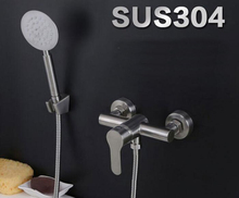 304 aço inoxidável torneira do banho chuveiro de mão níquel escovado conjunto torneira fixado na parede banheira chuveiro is55 2024 - compre barato