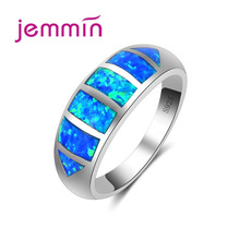 Fashion Jewelry Women Men Blue Fire Opal Ring 925 Sterling Silver Wedding Engagement Ring for Valentine's Day 2024 - buy cheap