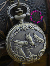 Coupon for wholesale buyer price good quality bronze retro classic classical vintage 3 three horse pocket watch necklace hour 2024 - купить недорого