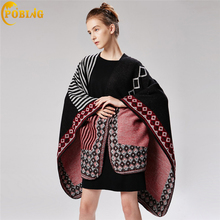 POBING-Poncho de Cachemira para mujer, bufanda de rayas de diamante, Pashmina Vintage, chal y envolturas, capa para dama 2024 - compra barato