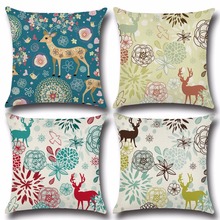 45*45 baby pillowcases  Christmas pillows pattern Elk Pattern Linen Cotton pillowcase Sofa cushion case Christmas elk pillow 2024 - buy cheap