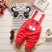 BibiCola-Conjunto de ropa de verano para niños, conjunto de ropa de verano con estampado de panda, cute bib, de verano para niños 2024 - compra barato
