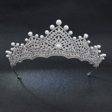 Tiara para casamento, coroa cúbica zircônia cúbica, som de prata, alta qualidade, acessórios de joia para cabelo s00016 2024 - compre barato