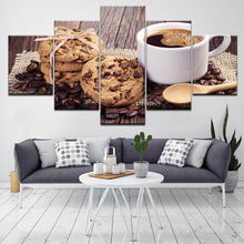 Canvas Posters Wall Art Framework HD Prints Pictures 5 Pieces Coffee Cookies Food Paintings Cafe Kitchen & Restaurant Home Decor 2024 - buy cheap