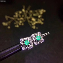 Natural emerald earring Free shipping Real original emerald 925 sterling silver Gem 3*3mm 2pcs 2024 - buy cheap