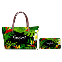 NOISYDESIGNS-Bolso de mano de cuero con estampado de hojas tropicales para mujer, bandolera con asa superior, 2018 2024 - compra barato