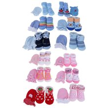 1 Set Baby Socks Gloves Prevent Scratch Face Warm Winter Autumn Soft Breathable Cartoon Cute Fashion Newborn Boys Girls Costume 2024 - buy cheap