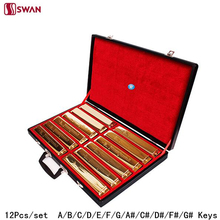 12Pcs/set Swan Harmonica 24 Hole 12- Tune set packing Golden color Tremolo Harp with Gift Box Mouth Organ for Collect Gaita 2024 - buy cheap