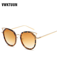VWKTUUN-gafas de sol de Estilo Vintage para hombre y mujer, lentes de sol con montura dorada, estilo Ojo de gato, Desginer 2024 - compra barato