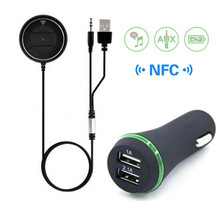 kebidumei 3.5mm Bluetooth 4.0 HandsFree Stereo Car NFC AUX Kit Music Aux Speakerphone Car Kit with 3.1A Dual USB Car Charger 2024 - buy cheap