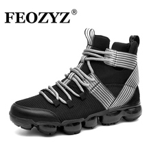 FEOZYZ-zapatillas de deporte para hombre, calzado deportivo con suela completamente de aire, diseño de empalme, de corte medio, de cuero y de punto superior 2024 - compra barato