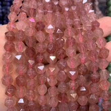 8mm faceted strawberry quartz stone beads natural gemstone beads DIY loose beads for jewelry making strand 15" wholesale ! 2024 - buy cheap