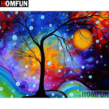 HOMFUN-pintura de diamante 5D DIY "paisaje de árbol", cuadrados o redondos de imitación bordado de diamantes, estilo punto de cruz 3D, decoración del hogar, A13263 2024 - compra barato