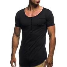 Men Fashion Patchwork T Shirt Short Sleeve Solid Men's T-shirt Casual Summer Top Tee Shirts Mens Fitness Slim camiseta MY071 2024 - buy cheap