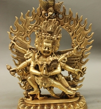 10" Tibet Brass Buddhism Mahakala Wrathful Heruka Vajrakilaya Buddha Statue 2024 - buy cheap