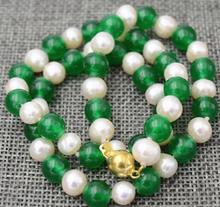 hot 7-8MM White Akoya Pearl & Green  Necklace 18" 5pc free shipping 2024 - buy cheap