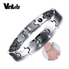 Vinterly Tungsten Couple Bracelet Men Women Silver-color Hematite Magnetic Bracelet Benefits Punk Chain & Link Bracelets Women 2024 - buy cheap