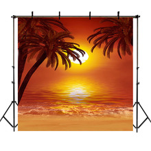 Летний Пляжный фон NeoBack с изображением пальмы и солнца, Фотофон С закатом и закатом для фотостудии 2024 - купить недорого