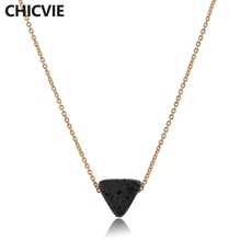 CHICVIE Gold/Silver Bohemian Charm Beaded Lava Stone Necklace long Beads Crystal Triangle Statement Pendant Necklaces SNE180027 2024 - buy cheap