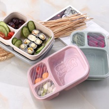 3 Grid Lunch Wheat Straw Box Environmentally friendly Microwave Food Box Biodegradable Storage Container Lunch Set 2024 - buy cheap