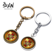 SIAN Knights Templar Keychain Cross Shield Handmade Picture Glass Cabochon Alloy Key Ring Car Key Chain Masonic Gift Men Jewelry 2024 - buy cheap