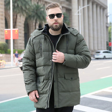 Men's Winter Large Size 9XL 10XL Hooded Park Warm Jacket Chest with Double Zip Pocket Green Jacket 2024 - buy cheap