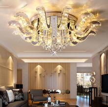 Lámpara LED de cristal para sala de estar, lámpara de techo redonda, minimalista, moderna, para restaurante, creativa, con flores, para sala de bodas 2024 - compra barato